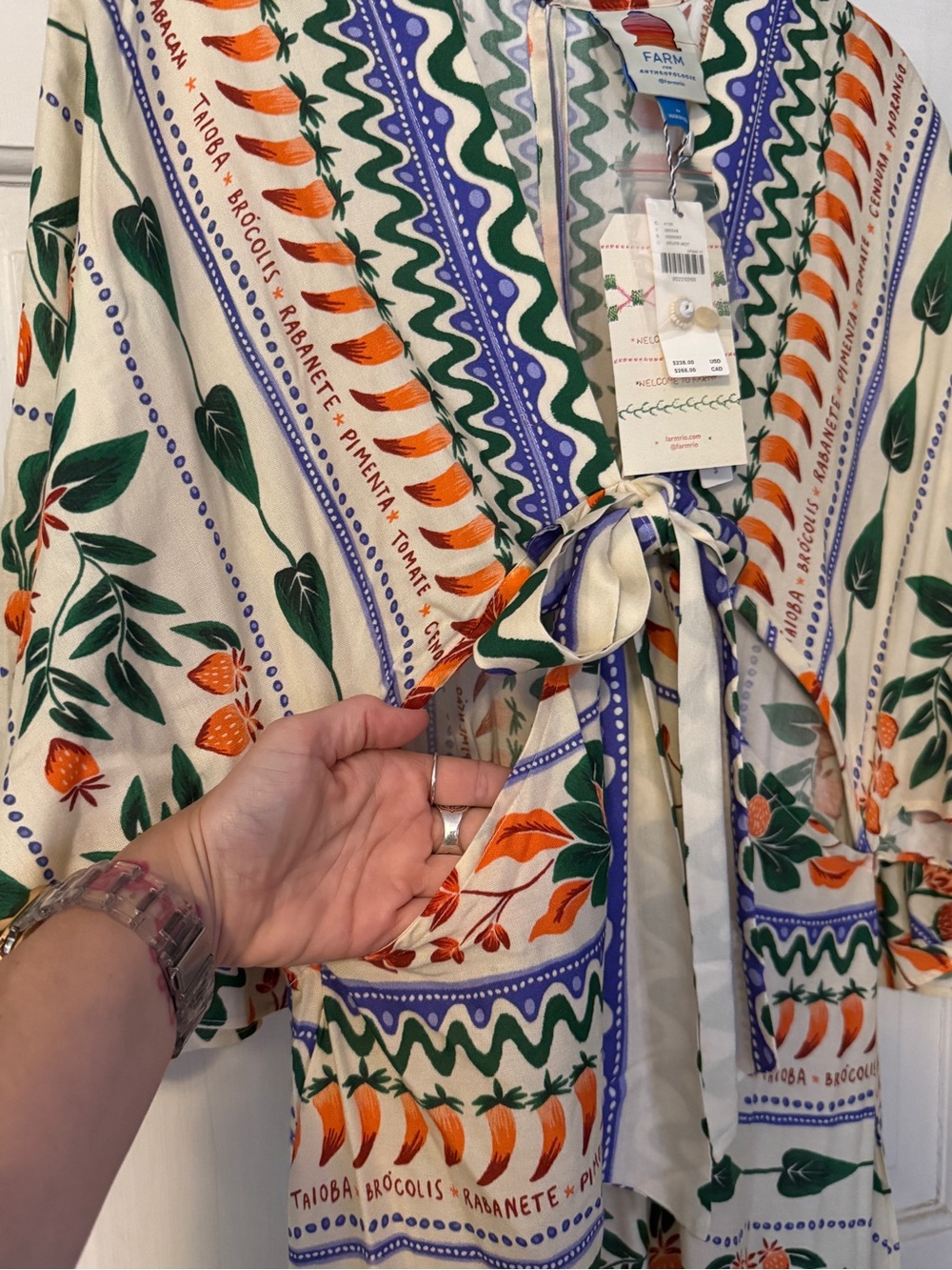 Farm Rio V Neck Floral Tie-Front Maxi Dress - Picture 2 of 12